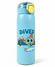 KolorFish Panda Style Water Bottle for Kids Leakproof Travel Sipper BPA-Free Reusable Cute Design Tumbler 304 Stainless Steel Inner 700ml - Dived Blue