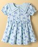 CUCUMBER Cotton Knit Half Sleeves Sailor Collar Butterfly Print One Piece Dress Aqua Blue 3-6 Months