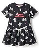 CUCUMBER Cotton Knit One Piece Dresses/Frocks Half Sleeves Bow Print L Black 2-3 Years