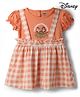 CUCUMBER Interlock Knit Half Sleeves Checks & Squirrel Theme Printed Frock - Orange