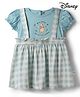 CUCUMBER Interlock Knit Half Sleeves Frock With Checks & Pooh Graphics - Light Blue