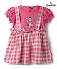 CUCUMBER Interlock Knit Half Sleeves Frock With Checks & Snow White Graphics - Pink