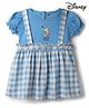 CUCUMBER Interlock Knit Half Sleeves Frock With Checks & Donald Duck Graphics- Light Blue