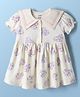 CUCUMBER Cotton Knit One Piece Dresses/Frocks Half Sleeves Sailor Collar All Over Prints L Cream 3-6 Months