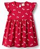CUCUMBER Cotton Knit One Piece Dresses/Frocks Half Sleeves Round Neck All Over Bow Print L Red 2-3 Years
