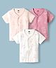 Simply Interlock Knit Half Sleeves Jhablas with Teddy Print Pack of 3 - Pink Peach & white