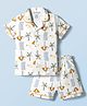 CUCUMBER Sinker Knit Half Sleeves Shirt & Shorts Co-ord Night Suit with Beach Print - White