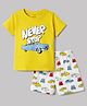 CUCUMBER Knit Half Sleeves T-Shirt & Shorts Set with Car Print - Yellow