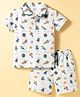 CUCUMBER Knit Half Sleeves T-Shirt & Shorts Co-ord Set with Space Theme Print - Light Blue