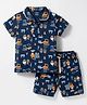 CUCUMBER Knit Half Sleeves T-Shirt & Shorts Co-ord Set with Vehicle Print - Navy Blue