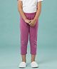 Kaboosh Cotton Spandex Knit Floral Designed Stone Embellished Capri Leggings - Pink