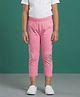 Kaboosh Cotton Spandex Knit Bow Designed Stones Embellished Capri Leggings - Baby Pink