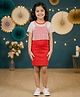 Kaboosh Knit Solid Dress With Half Sleeves Foil Printed Top - Red