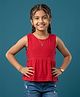 Kaboosh Cotton Knit Sleeveless Solid Peplum Top - Hot Pink