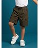 Kiddopanti Cotton Woven Solid Cargo Style Shorts - Military Green
