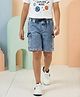 Kiddopanti Denim Woven Cargo Style Washed Shorts - Light Blue