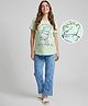 Bella Mama Disney 100% Cotton Knit Half Sleeves Night Suit With Winnie The Pooh Graphic - Blue