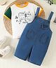 Mark & Mia Cotton Dungaree & Half Sleeves T-Shirt With Dog Print - Blue