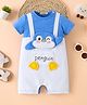 Mark & Mia Cotton Half Sleeves Romper With Penguin Applique - Blue