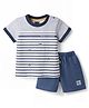 Mini Taurus Interlock Half Sleeves Striped T-Shirt and Shorts Whale Print - Grey
