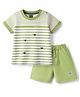 Mini Taurus Interlock Half Sleeves Striped T-Shirt and Shorts Whale Print - Olive Green