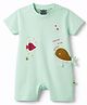 Mini Taurus Interlock Knit Half Sleeves Romper With Sea Life Patch - Light Green