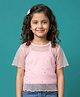 Kaboosh Knit Half Sleeves Stars Foil Printed Top With Inner Tee - Pink