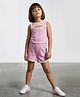 Taffykids Knit Sleeveless Textured Crop Top & Shorts Set - Purple & White