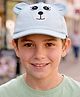 Babyhug Cotton Woven Striped Baseball Cap With Bear Embroidery & Ear Applique Light Blue - Diameter 17 cm
