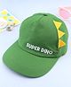 Babyhug Cotton Woven Summer Cap With Text Emroidery & Dino Applique Olive Green - Diameter 19 cm