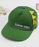 Babyhug Cotton Woven Summer Cap With Text Emroidery & Dino Applique Olive Green - Diameter 20.5 cm