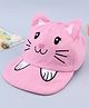 Babyhug Woven Baseball Cap With Kitty Face Face Embroidery  - Pink