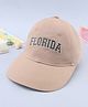 Babyhug Cotton Woven Text Embroidered Baseball Cap Light Brown - Diameter 19 cm