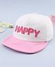 Babyhug Woven Baseball Cap With Text  Embroidery - White