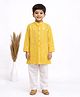 Little Ginnie Cotton Woven Full Sleeves Lace Embellished Kurta & Pyjama Set - Yellow