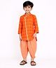 Little Ginnie Cotton Woven Full Sleeves Bandhani Printed Kurta & Dhoti Set - Orange