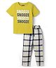 Pine Kids Cotton Knit Half Sleeves Text Printed T-Shirt & Pyjama Night Suit - Limegreen