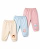 Simply Sinker Knit Full Length Animal Printed Lounge Pants Pack Of 3 - Pink Beige & Light Blue