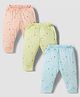 Simply Sinker Knit Full Length Vehicles Printed Lounge Pants Pack Of 3 - Aqua Blue Peach & Light Yellow