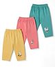 Simply Sinker Knit Full Length Animal & Birds Printed Lounge Pants Pack Of 3 - Mustard Dark Peach & Turquoise