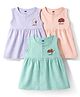 Simply Sinker Knit Sleeveless Animal Printed Frock Pack Of 3 - Peach Lavender & Turquoise