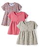 Simply Interlock Knit Half Sleeves Floral Printed Frocks Pack Of 3 - Multi Color