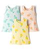Simply Cotton Lycra Knit Sleeveless Frocks with Fruit Print Pack of 3 - Multicolor
