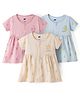 Simply Sinker Knit One Piece Dresses/Frocks Half Sleeves Round Neck Pack of 3 S Pink 0-1 Month