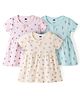 Simply Sinker Knit One Piece Dresses/Frocks Half Sleeves Round Neck Strawberry Print Pack of 3 Multi Color 0-1 Month