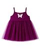 Babyhug Single Jersey Singlet One Piece Glittery Frock with Bow & Butterfly Applique - Wine