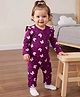 Doodle Poodle Interlock Knit 100% Cotton Full Sleeves Butterfly Printed Romper - Purple