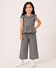 CrayonFlakes Cotton Woven Sleeveless Frill Detailed & Coordinating Checked Top & Palazzo Set - Black
