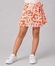 CrayonFlakes Knit Floral Printed & Bow Applique Detailed Skort - Orange