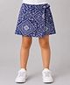CrayonFlakes Knit Floral & Abstract Printed Bow Applique Detailed Skort - Navy Blue